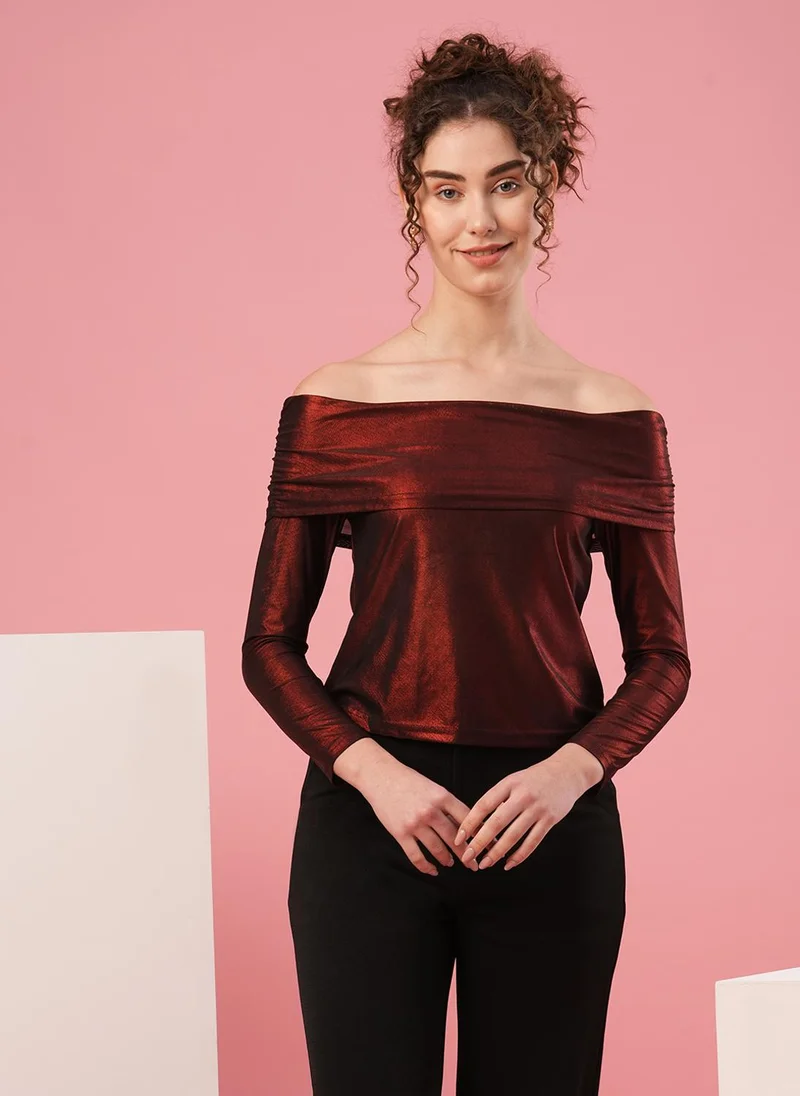 جلو باص بلوزة جلوبس نسائية بكتف مكشوف